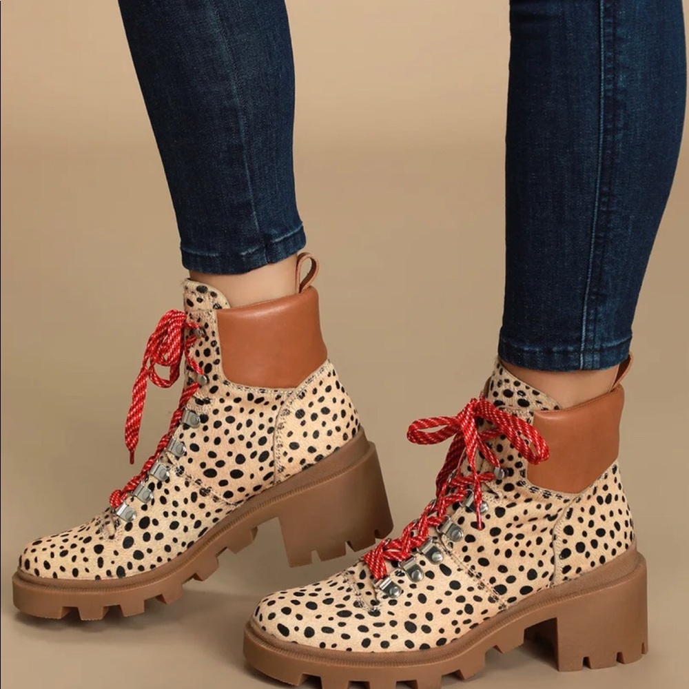 DV - Rubi Leopard print calf hair platform combats